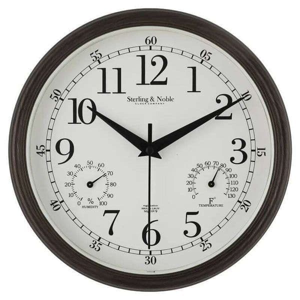8.75" Indoor/Outdoor Antique Bronze Round Arabic Analog Wall Clock W260602