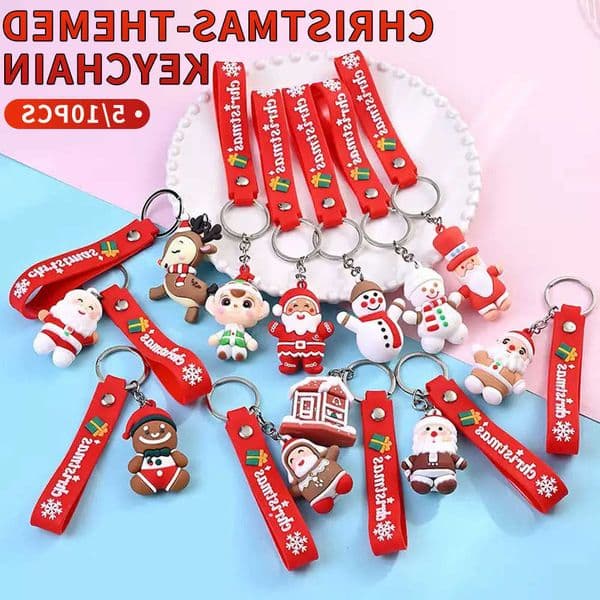 Christmas Cartoon Keychain Ring - 5/10PCS Perfect Small Gift For Boys And Girls - Snowman And Christmas Tree Decorations R260602