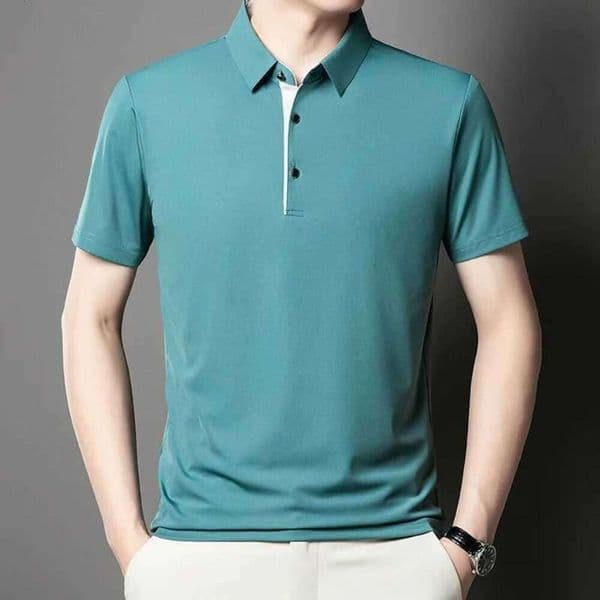 High End Ice Silk Short Sleeve T Shirt Men Summer New Comfortable Breathable Fashion Solid Color Simple Korean Casual Shir Z260527 D13