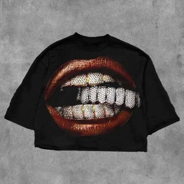 Men's T Shirts 2000S Vintage Casual Girl Print Women's Tshirts Short Sleeve O-Neck Streetwear Harajuku Gothic Tee Crop Top Men Woman 04A Ffe