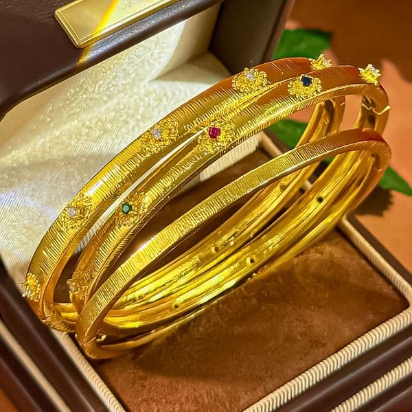 Artistic Turquoise Cuff Bracelet Gold Tone CZ Stone Accent Woven Relief Pattern Engraved Finish Gift For Women Vintage Fashion Anniversary Gift Ready For Women