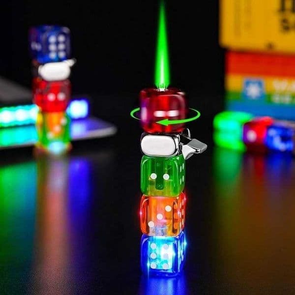 Colorf D Rotating Luminous Lighter New Style Windproof Green Flame Mens Gift Cigarette LighterJ260603