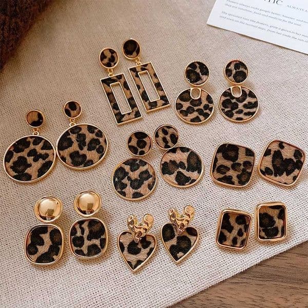 Leopard Retro Earrings Geometric Heart Print Earrings Light Luxury Earrings Fashion Accessories Gift For WomenT260603