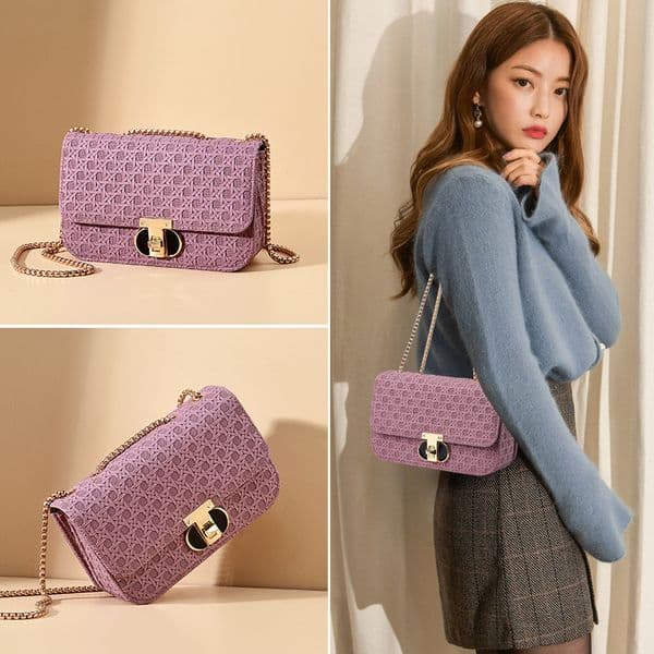 Women's 2026 new woven fashionable chain single shoulder underarm bag versatile crossbody small square bag