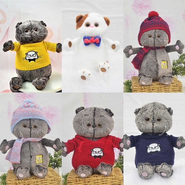 35CM Basic Plush Basik Cat Dolls 25 Gray Cats Toys Children low Stuffed Enfant ie Birthday Gifts for Kids 230323 Y260603