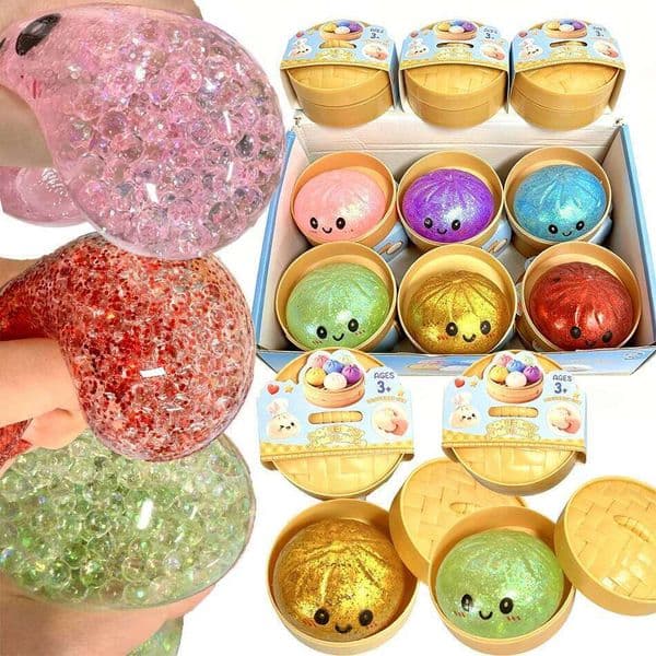 New Dumpling Squishy with Steamer Reducing Rebound Stress Relief Sensory Ball Blind Box Toy for Kid Adul 26L0603