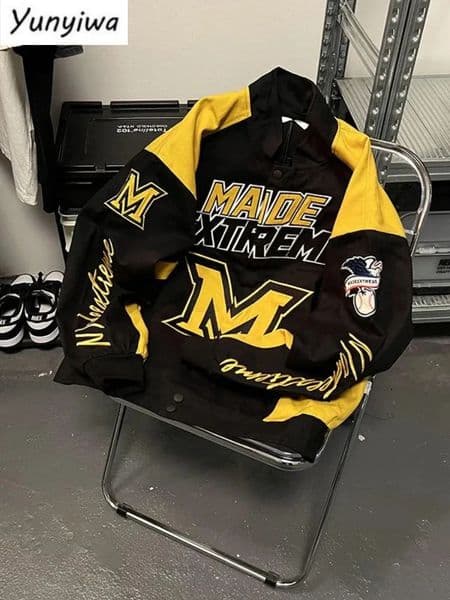 American Street Racing Jacket Men Women Cool Niche Embroidery Motorcycle Baseball Uniform Unisex Punk Letter Streetwear 260601