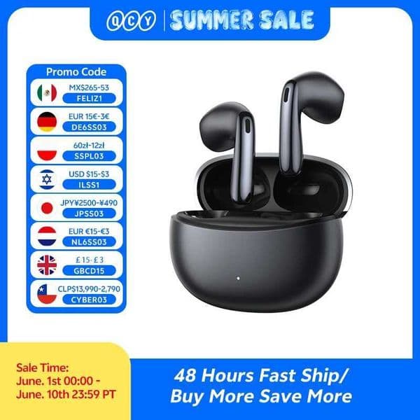 AilyBuds E50 QCY HT11 Wireless Earphones Hi-Res Adaptive Hybrid ANC Headphone Bluetooth 6.0 Spatial Sound Earbuds 11mm Drivers L260602