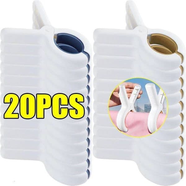 20/5Pcs Non-slip Plastic Clothes Pins with Strong Anti-Rust Springs Heavy Duty Windproof Beach Towel Clips Laundry Clothespins ddmynov