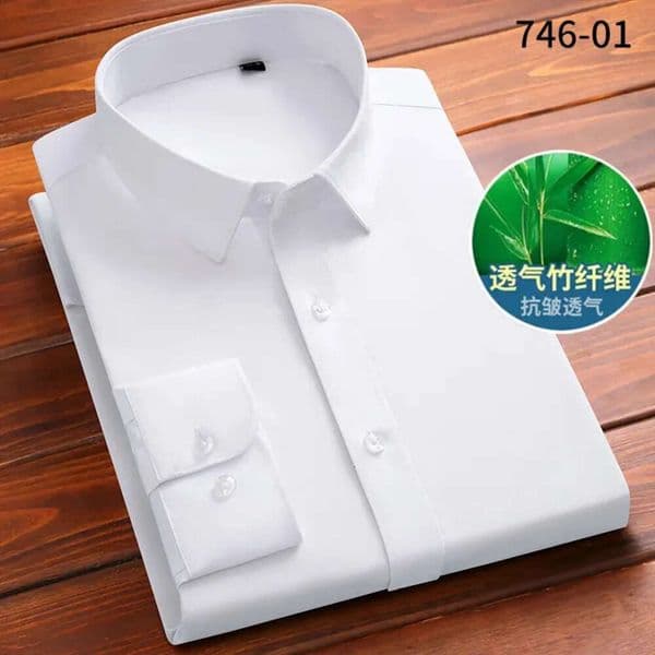 Designer Shirt Long Sleeved Bamboo Fiber Mens Shirt Is Breathable Comfortable Wrinkle Resistant Casual Fashionable Office And Business Formal Shirt A9a