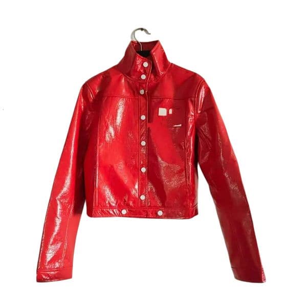 1/1 New Designer Cour Shirt Jacket Woman Jacket High Quality Patent Leather Shiny Pu Jacket Trendy Shiny Slim Fit Long Sleeved Jacket jennie skirt Jacket 240