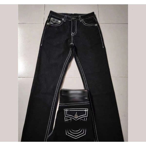 True Religionlys Jeans Men Andwomen's Embroidery High Waisted Woman Street Fashion Sexy Vintage Women Casual Tight Washed Pants Black True Religionn Jean Pants E4b