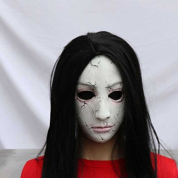 Ghost Horror Mask with Wig Haunted House Escape Room Skeleton Zombie Ghouls Nauseating Scary Hoods Party Pranks Props L2606034JEK