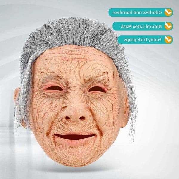 super 1PC restic old lady headgear prank props role-playing props latex material mask Halloween mask L260603BMFC