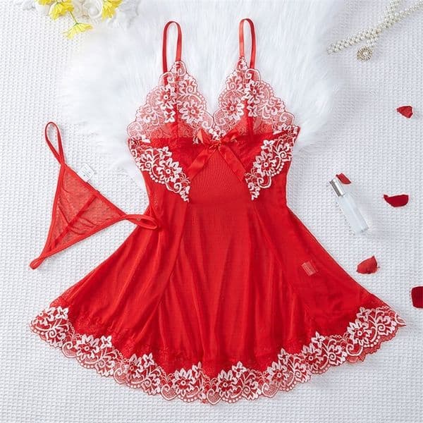 Nightdress And Panty Pijamas Sets Women Underwear Lace See Through Sleepwear Sexy Lingerie Drees Female Sexy Nightwear For Night 260602ww