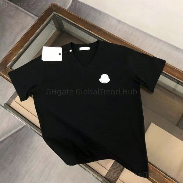 mens designer clothes t shirt high quality Men V Neck Short Sleeve T Shirt, Breathable Cotton Casual Tee for Summer Beach Vacation Daily Walking Outdoor Travel Tops