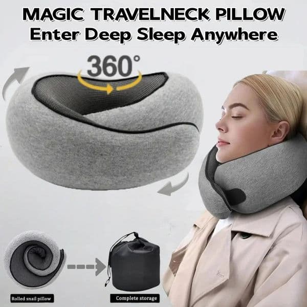 Portable U-shaped Travel Pillow 100% Memory Foam Snail Pillow Travel Neck Support Neck Pillow Adjustable Soft Noon Break Pillows 260603