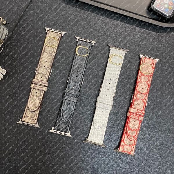 Watch Band Designer Leather Straps for Apple Watch Band 38mm 40mm 44mm 49mm 45mm 42mm Bracelet Bands Black Square Designs HH Watchband iWatch Series 8 7 6 5 4 3 2