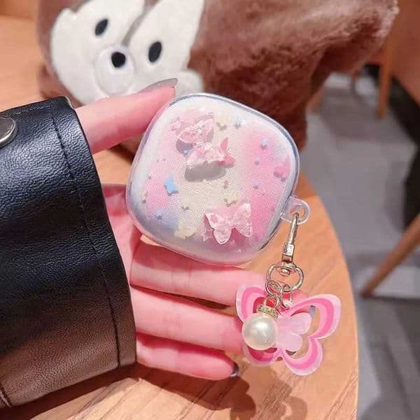 3D Cherry Butterfly Earphone Cover For Xiaomi Redmi Buds 6 Play Soft TPU For Redmi Buds 6 Play Earphone Box Fundas with KeychainT260602