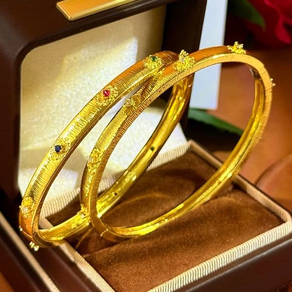 Vintage Turquoise Bangle Bracelet Gold Bead Detail Gold Tone Woven Relief Pattern Statement Jewelry Gift For Women Wedding Anniversary For Special Occasions