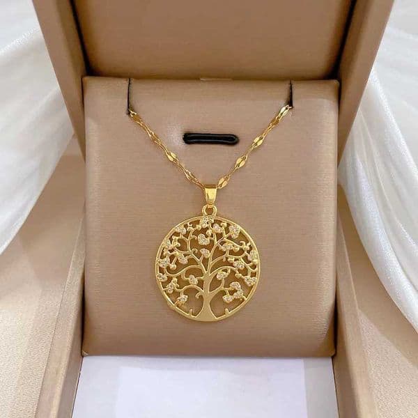 imitation synthetic Fashion zircon Tree of Life pendant necklace charm ring big tree chain jewelry lucky amulet accessories gift suitable for teenagers Z260603