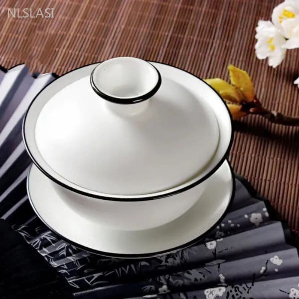 2026 new Luxury Designer Chinese Ceramic Covered Bowl Cup Handmade Three Beauty Gaiwan Accessories china Traditional dinnerware White Porcelain Tea Infuser Free