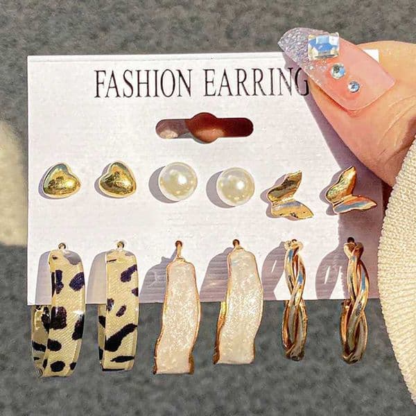 Butterfly Pearl MoDYle Leopard Vintage Acrylic Earring Set For Women Girls Heart Earrings Elegant Wedding Party T260603