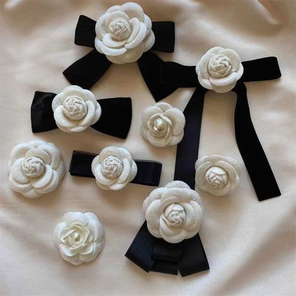 Bow 1PC Tie Vintage Fabric Velvet Camellia Flower Ladies Brooch College Style Shirt Collar Pins Wedding Party Brooches For Women X260603