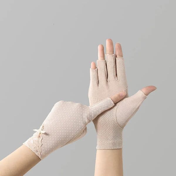 Ladies Summer Thin Fingerless Half-finger Riding Driving Non-slip Touch Screen Anti-ultraviolet Sunscreen Gloves Women 260603