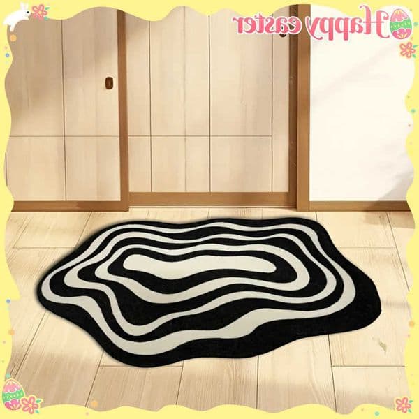 and VIKAMA Black White Cloud Pattern Irregular Wave Rug Comfortable Floor Mat Living Room Bedroom Rug Home Decor L260603
