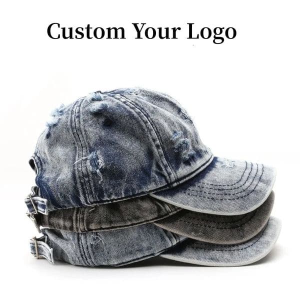 Custom Y2K Baseball Cap for Men Women Retro Classic Caps Distressed Ripped Denim Trucker Hat Unisex hip hop 260603