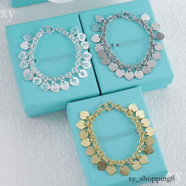 T Family Shaped Charm European and American Jewelry Thick Chain Personalized Vintage Design Heart Pendant Bracelet 123