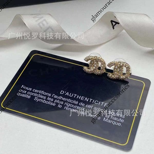 Designer Channel Style cc style double C pearl stud earrings with full for women fashionable and sophisticated designer earrings