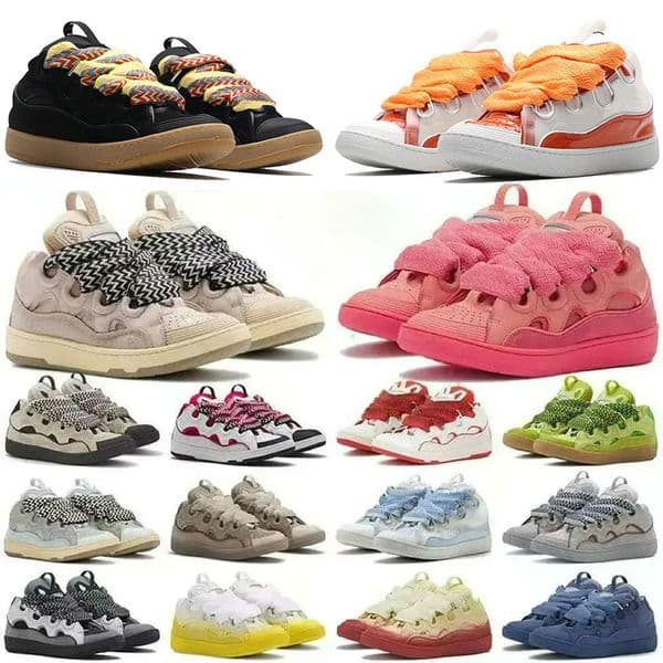 with box Originals Designer Shoes curbs shoes Womens Casual Platform Leather Curb Sneakers Mens Embossed Nappa Calfskin laces up Dhgate luxury trainers loafers f3