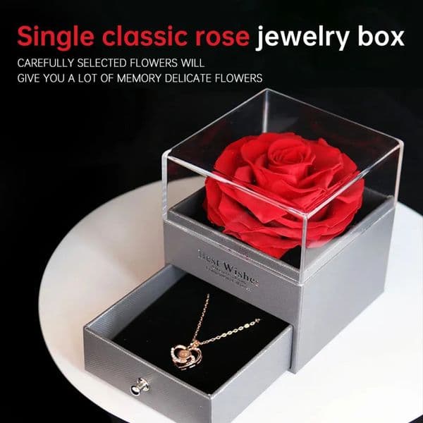Luxury Designer Decor gift set Eternal Box Preserved Flowers Rose With Crystal Necklace Gifts For Mom Wife Girlfriend Her On Anniversary Day Decoration Home 3