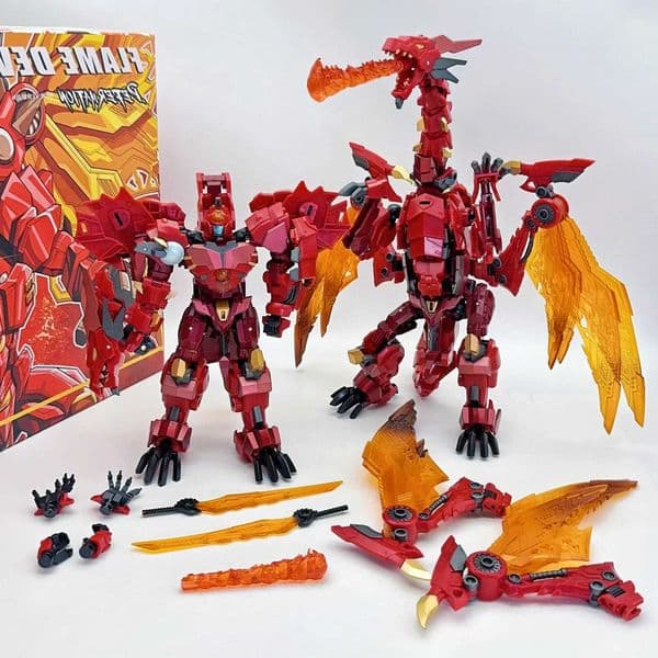 In Stock Deformation Toys JinBao Mini Flame Dragon 8871 Red Dragon Robot Model Action Figures Deformable Toys Collection Gifts L260602