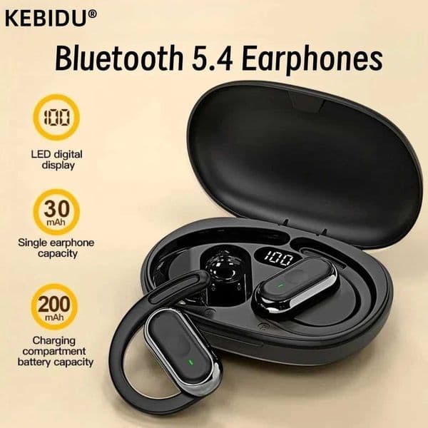 5.4 Earphones Bluetooth IPX7 Waterproof 20Hrs Wireless Headphones with ENC Noise Cancelling Mic Deep Bass For Sports Workout Gym L260602