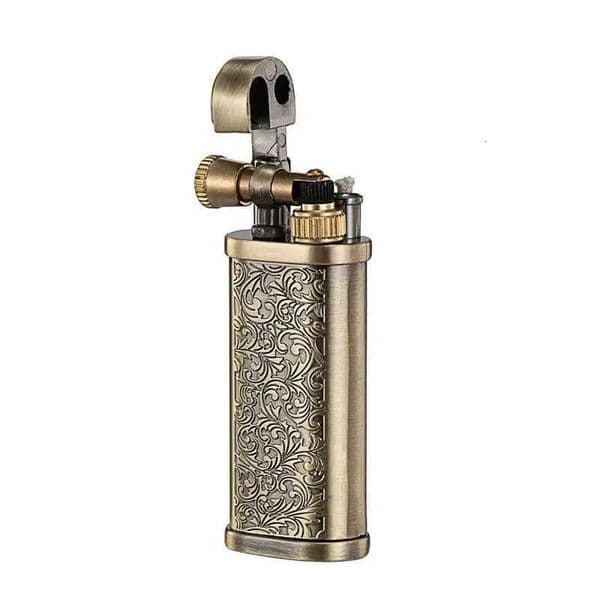 Vintage E Pattern Flint Lighter Open Flame Metal Raised Arm Grinding Wheel Ignition Mens GadgetsJ260603