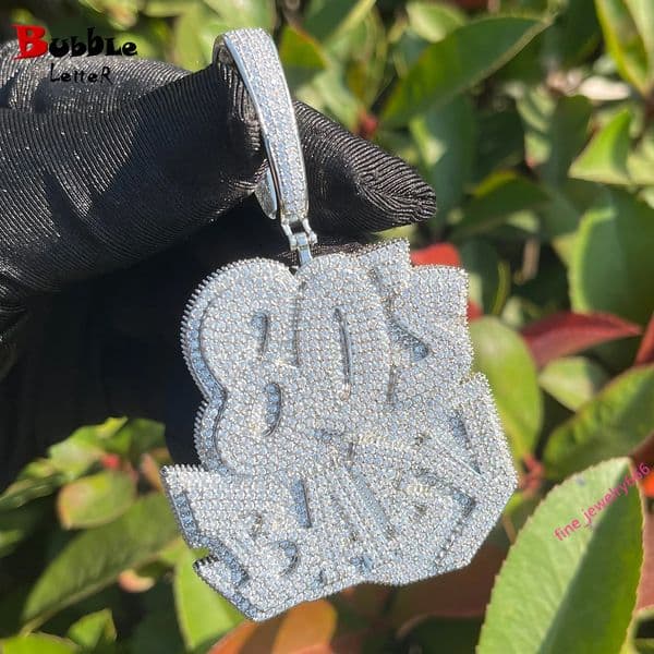 Hip Hop 80S Pendant Necklace Mens 925 Sterling Silver Inlaid Moissanite Hip Hop Trendy Jewelry