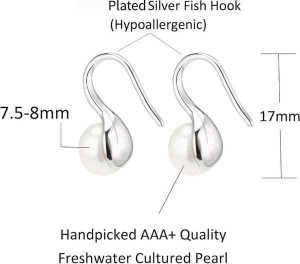 Freshwater Silver Plated Gold Plated Hoop Handpicked AAA Quality White Cultured Pearl Dangle Drop Earrings Jewelry for Women X260603