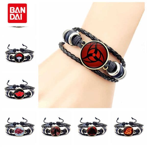 Naruto Sharingan Leather Bracelet Time-Woven Beaded Bracelet Anime Peripheral Accessories L260603AVZZ