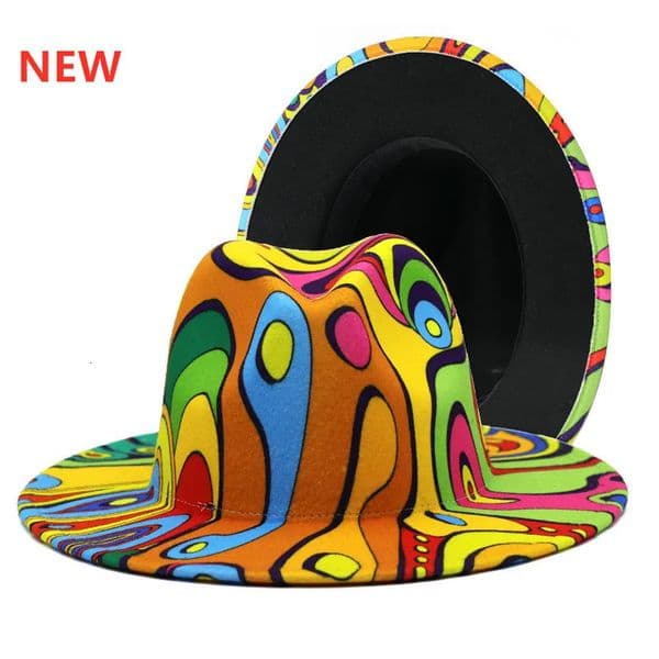 Colorful Wide Brim Style Church Derby Top Hat Panama Felt Fedoras Hat for Men Women artificial wool British style Jazz Cap 260603