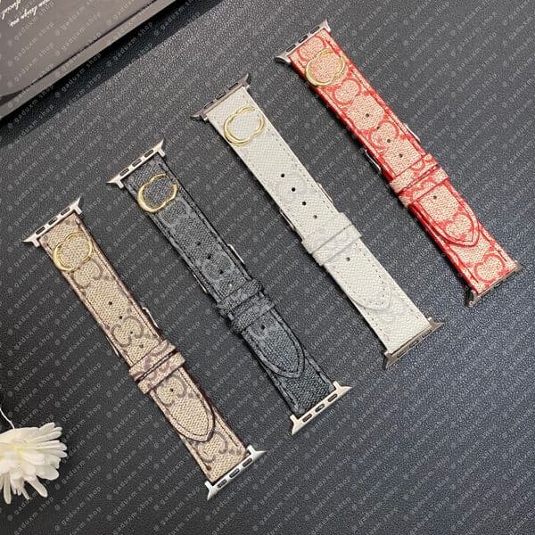 Designer Smart Straps for Apple CC Watch Band 49MM 41mm 45mm 42mm 38mm 44mm 40mm Gold Label Bright Leather suitable for Watchbands iwatch 10 9 8Luxury brand Bracelet