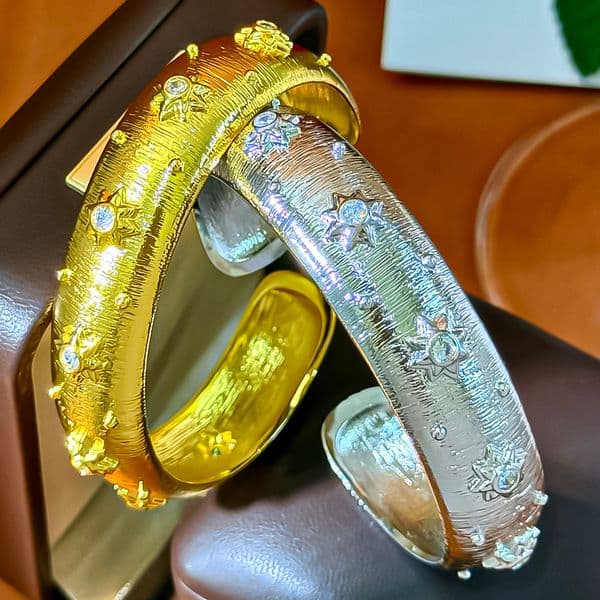 Luxury Turquoise Bracelet Gold Tone CZ Diamond Accent Woven Texture Engraved Finish Statement Jewelry Gift For Women Fashion Anniversary For Special Occasions