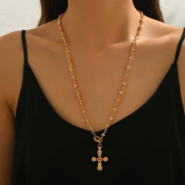set Personalized jewelry with rhinestone pendant and Y-shaped necklace crystal minimalist style alloy collarbone necklace L2606033OBT