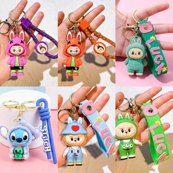 bunny 2026 cute new keychain plush Labu 3D doll student backpack pendant creative keychain factory wholes transportation fee By sea Y260603