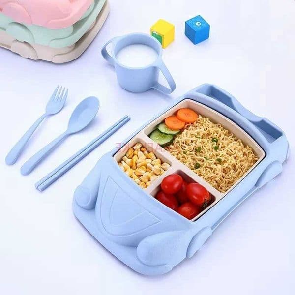 Bowls Wheat Straw Baby Dining Plate Divided Childrens Tableware Dining and Cups Cartoon Water Injection Insulation Car Dining C260603