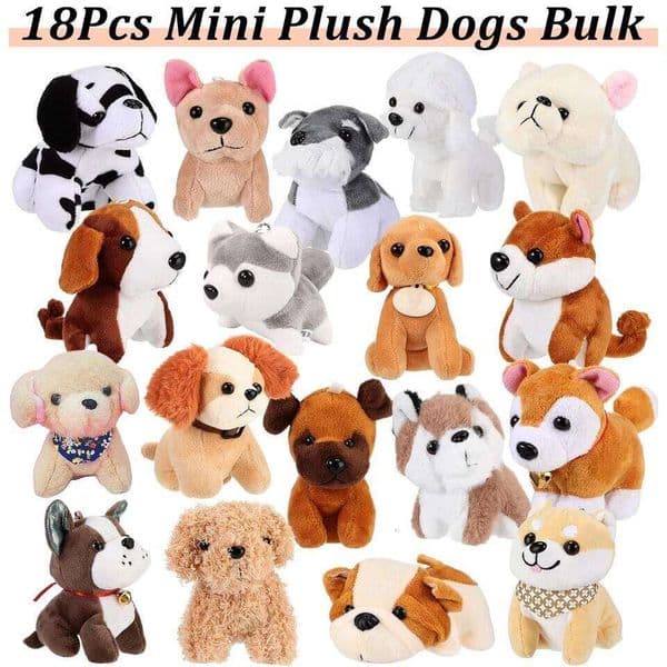 18Pcs Mini Dogs Bulk Animals Small Stuffed Cute Assorted Soft Plush Toys Doll for Puppy Birthday Party Favor 26Y0603