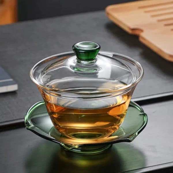 2026new Luxury Designer HMLOVE Heat-Resistant Glass Gaiwan Transparent Cover Bowl Lid Saucer Big Tea Cup Tureen Travel Teaware Sets Business Gift china 200Ml