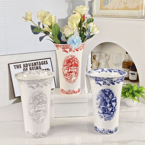 Rui Yi Tiger Series Vase Home Decoration Bone China Countertop Ornament Vase Living Room Entrance Study